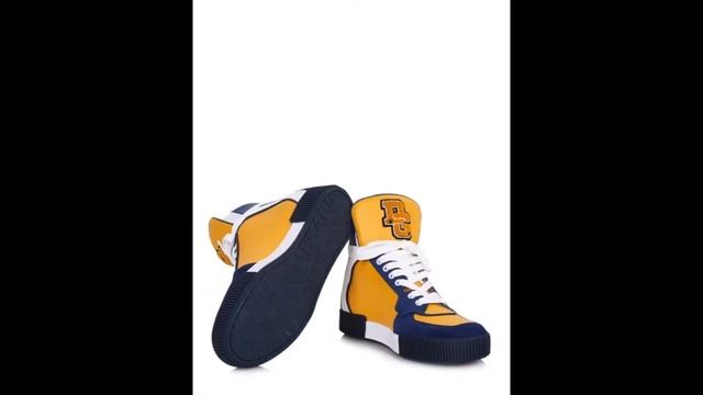 DOLCE & GABBANA navy blue and yellow high tops смотреть онлайн