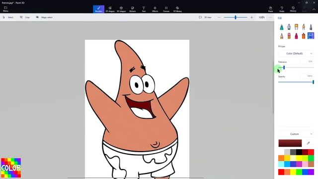 Painting Coloring Pages - Patrick Star on my PC with MS Paint 3D смотреть онлайн