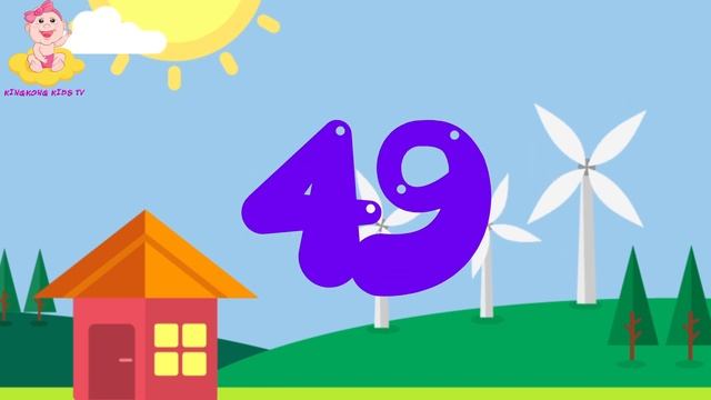 Countdown Numbers 100 to 0 with WIND TURBINE Lovely