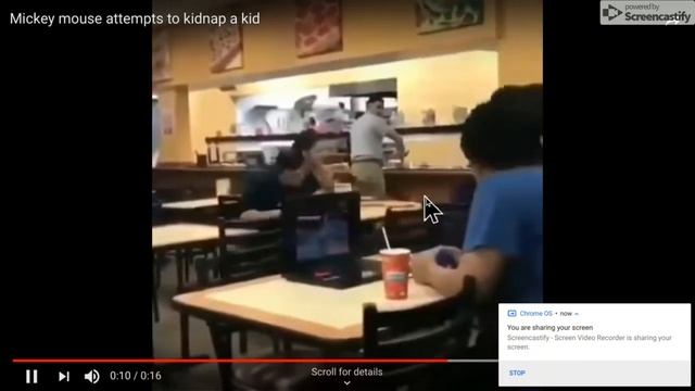 BREAKING NEWS:  Mickey Mouse kidnaps a kid!!!!!