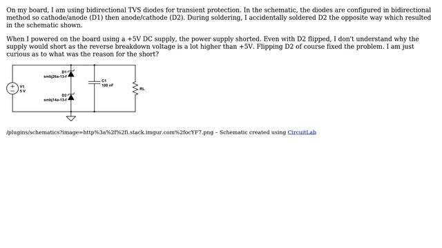 Electronics: TVS diodes in series causing a short (2 Solutions!!) смотреть онлайн
