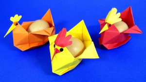 Подставка для пасхальных яиц из бумаги. Оригами петух