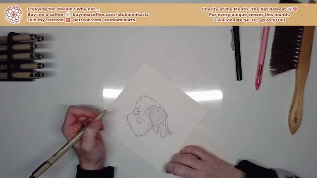 Studio Mikarts ★ Chibi Friday 46: Kumo The Pigeon, Part 1 ★ Live Art By Denise みか Hutchins