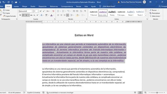 DP OFIMATICA BASICA WORD: Estilos en Word (6) смотреть онлайн