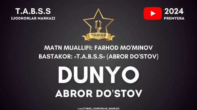 ABROR DO'STOV - Jonli Ijroda Premyera - DUNYO