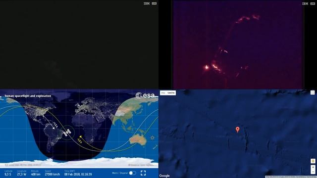 Robotic Arm Moves Through Nighttime Image - ISS Space Station Earth View LIVE NASA/ESA Cameras - 62 смотреть онлайн