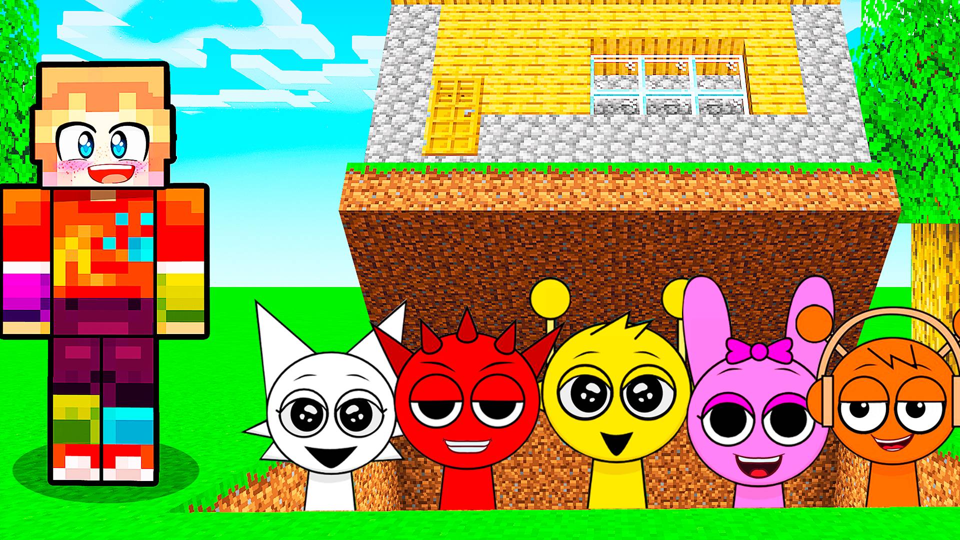 СПРУНКИ ЖИВУТ ПОД МОИМ ДОМОМ 1000 ЛЕТ 🌈 МАЙНКРАФТ SPRUNKI INCREDIBOX MINECRAFT смотреть онлайн