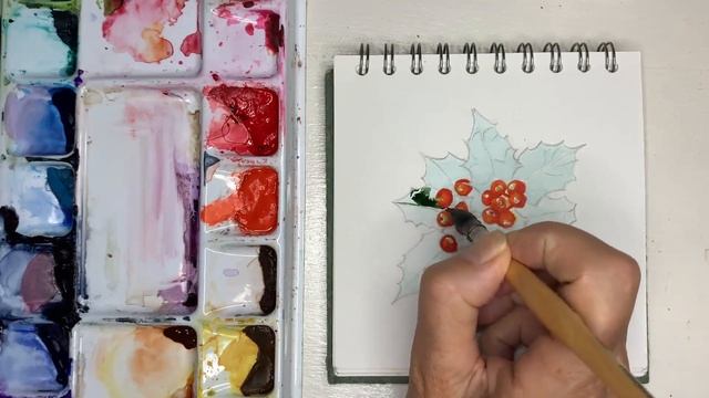 Holly & Berries Card, Watercolour Project