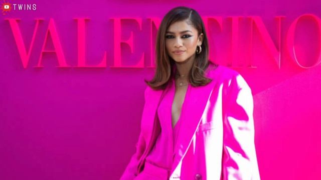 Zendaya Rocks Pink Valentino Pantsuit At The Paris Fashion Week