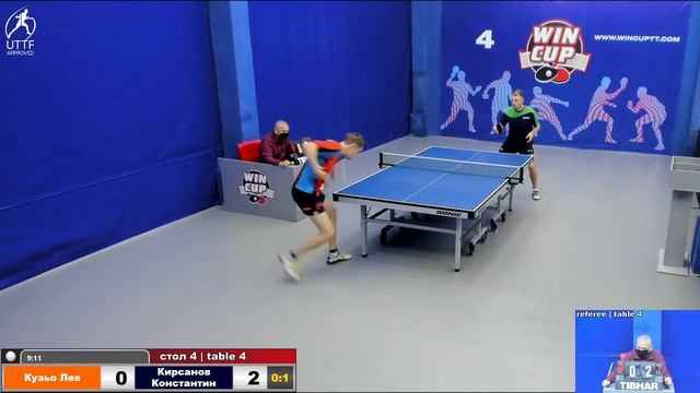 16:00 Кузьо Лев 0-3 Кирсанов Константин   стол 4  ЮГ-3  22.11.21