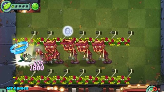 PvZ 2 Minigame - All Green Plant Level 1 Use 5 Plant Food vs Grinderhead Zombie смотреть онлайн