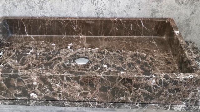 Lavabo da appoggio in marmo marrone emperador dark rettangolare da bagno смотреть онлайн