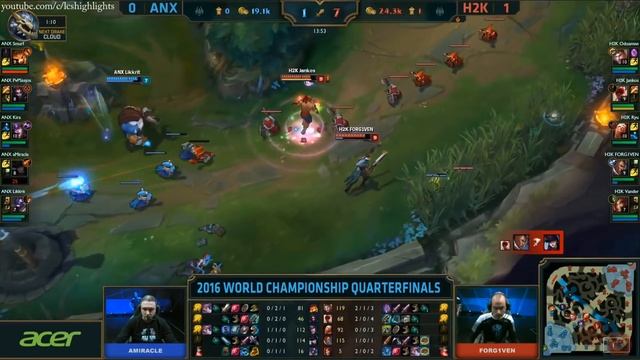 H2K Vs ANX Game 2 Highlights - 2016 Worlds Knockout Stage Quarterfinals