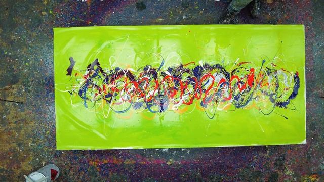 CREATING A HUGE LIME COLOURED PAINTING - wow! смотреть онлайн