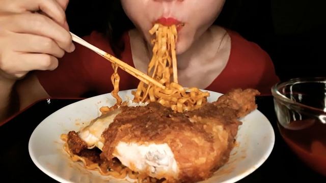 ASMR SAMYANG CARBONARA HOT SPICY CHICKEN RAMEN + FRIED CHICKEN | EATING SHOW | NO TALKING смотреть онлайн