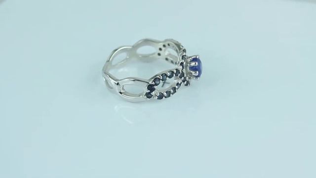 Кольцо оправа серебро 925, вставка природный сапфир смотреть онлайн