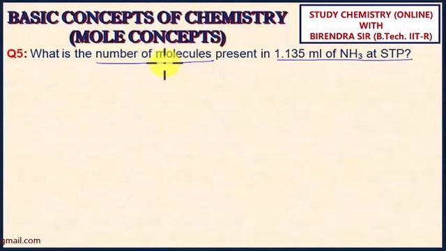 LECTURE 4 - Mole Concept-Numericals-Mass-Moles-Volume Conversion Physical Chemistry  BY Birendra Si