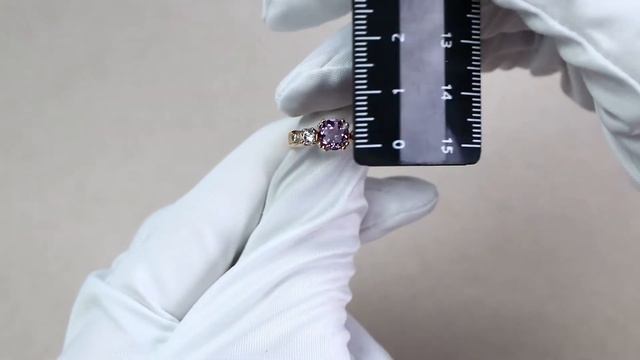 Кольцо из золочёного серебра AQUAMARINE с фианитом и аметистом А6928004А-п смотреть онлайн