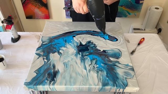 SILVER Supreme 🩶 Paint + Water Acrylic Blowout CELLTASTIC Abstract Acrylic Pour Painting Tutorial смотреть онлайн
