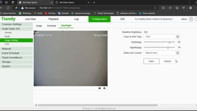 White light led control in Tiandy Ip cameras from web gui of camera and nvr смотреть онлайн