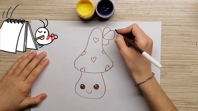 Drawing The Cutest MUSHROOM For Kids