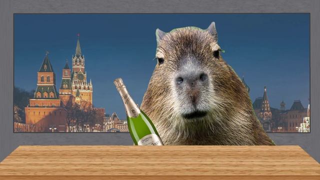 Новогоднее поздравление капибары с 2024 годом
