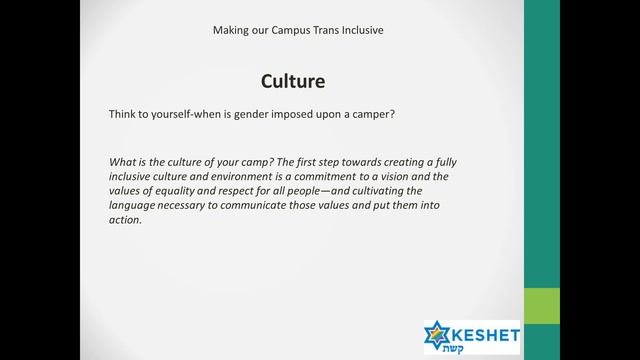 Transgender Inclusion At JCC Day Camps With Daniel Bahner Of Keshet 3/22/16