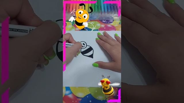 Рисуем Пчелку раскраска для детей Пчела#shorts#drawing#bee#пчёлы