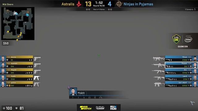 Astralis vs. NiP - ESL One: Cologne 2019 - map1 - de_dust2 [Anishared & Pch3lkin] смотреть онлайн