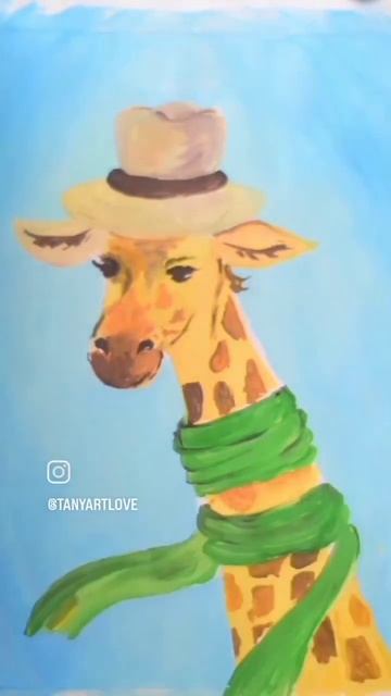 🦒💚💛 #картина #art #жираф смотреть онлайн