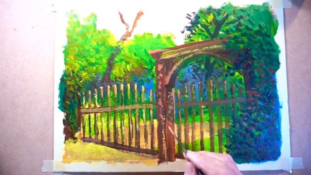 Székelykapu "Szekler gate" in Tihany (Hungary) / Acrylic painting / Impressionist style смотреть онлайн