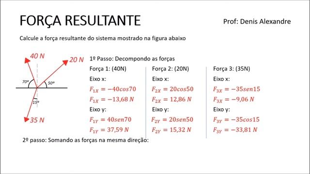 Força Resultante de 3 forças inclinadas - Cálculo completo смотреть онлайн