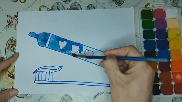 Draw a picture of toothpaste and brush / тіс пастасы суретін салу / ارسم صورة لمعجون الأسنان وفرشاة смотреть онлайн