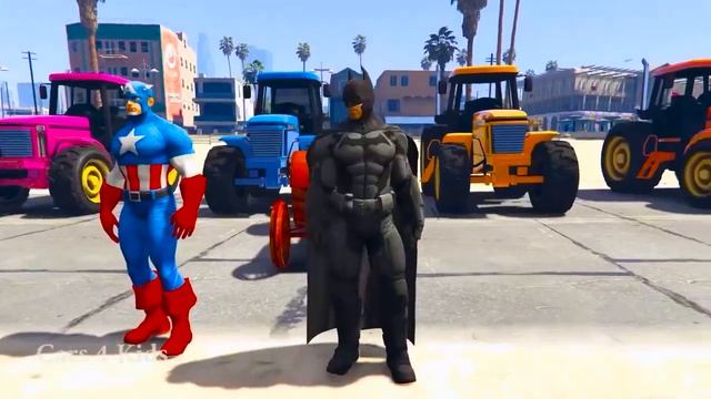 Человек Паук ездит На Тракторах и машинах. Супер герои из мультфильмов ездиют на Тракторах. Песенки, смотреть онлайн