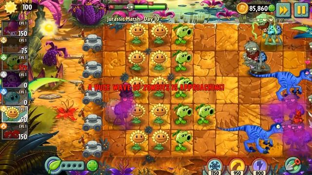 Plants vs Zombies 2 - Jurassic Marsh Day 10 [Plants Lvl 1 & No Premium] смотреть онлайн