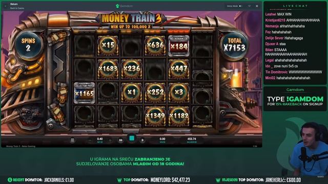 Nugato MAX win na money train 3 (chat poludeo) смотреть онлайн