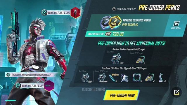 A7 Royal Pass Pre Order Perks | Rp Levitron Skin | PP-19 Bizon Upgrade Skin | 100 Rp Outfit | PUBGM