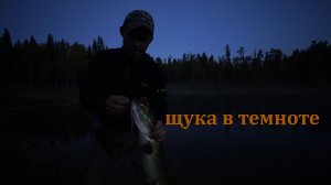 Поймал крупную щуку в темноте. Пеший поход на озеро. Рыбалка на щуку.