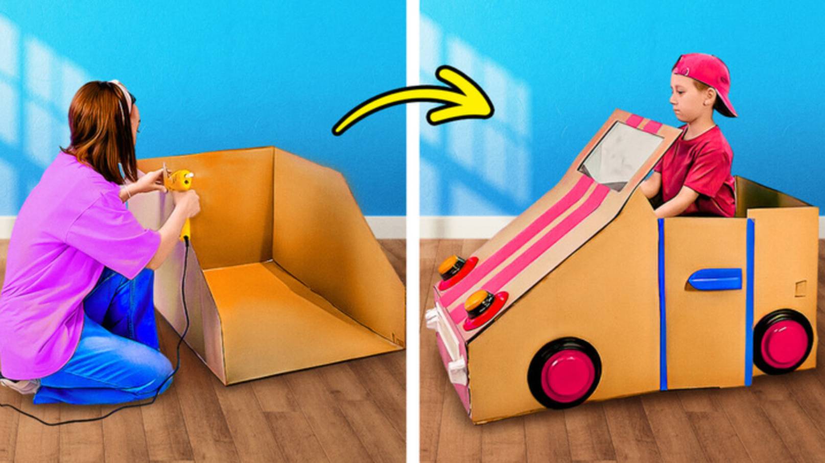 Веселые поделки из картона для творческих родителей 📦✨ смотреть онлайн