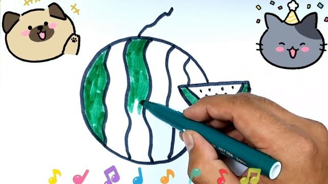 drawing a picture of watermelon | нарисуй арбуз | қарбыздың суретін салу.. смотреть онлайн