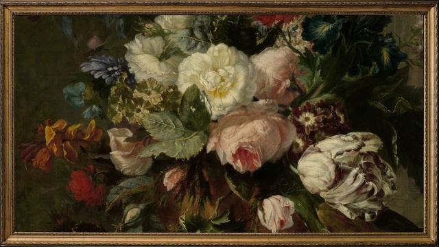 Framed TV Art Screensaver. 4K Frame TV Hack. Vintage Floral Painting Wallpaper Background - No Soun смотреть онлайн