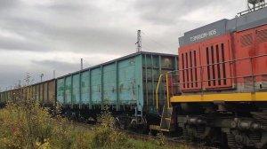 ТЭМ18ДМ-1105, вытягивает грузовой состав с сортировки, тормозит и отправляется вновь на сортировку!