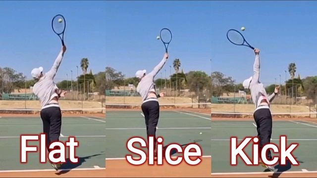 Flat , Slice, Kick Serve Differences (Slow Motion)