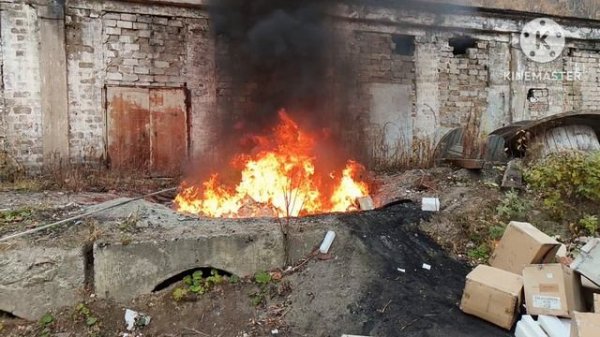 Большой костёр в slow-mo