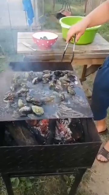 Black Sea Mussel Kebab.Черноморский шашлык из мидий.