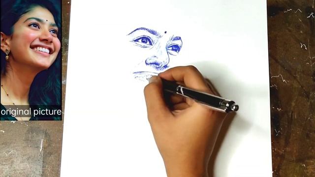 Actress Sai Pallavi Drawing || Pen Sketch || PAINTAHOLIC смотреть онлайн