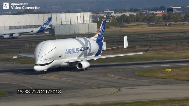 First BELUGA XL yellow patern / F-WBXL / AIB49XL / (Take-off and landing) / Test Flight смотреть онлайн
