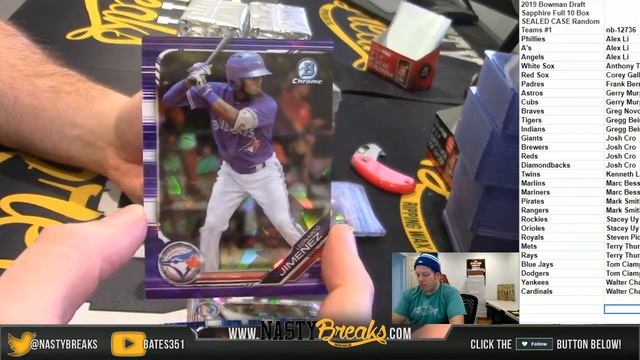 1 2 20 2019 Bowman Draft Sapphire Full 10 Box SEALED CASE Random Teams #1 смотреть онлайн