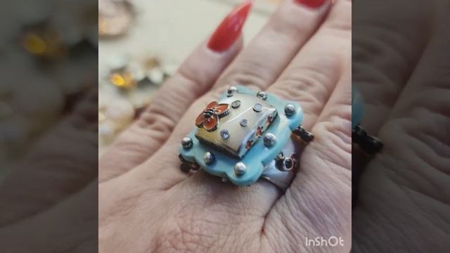 Кольцо с перламутром, бирюзой, эмалью. Серебро 925. Вес 19.88гр. Размер 17.5. 3500 смотреть онлайн