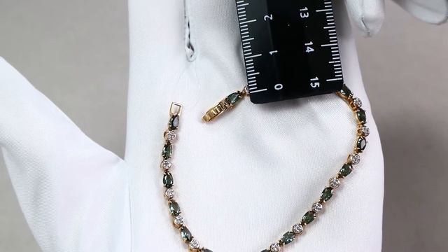 Золотой браслет Александра с фианитом и турмалином бр096-26сбк смотреть онлайн